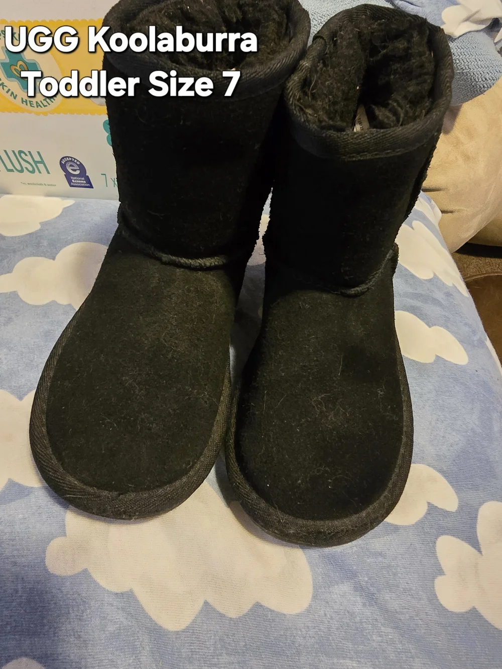 Koolaburra UGG Kids Black Plush-Lined Toddler Boots Size 7